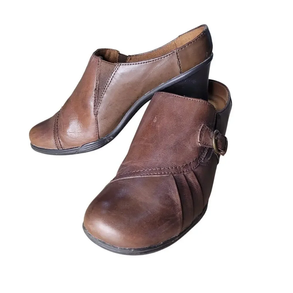 Earth Spirit Classics Clogs Emily Dark Brown Slip on Leather Sz‎ 9